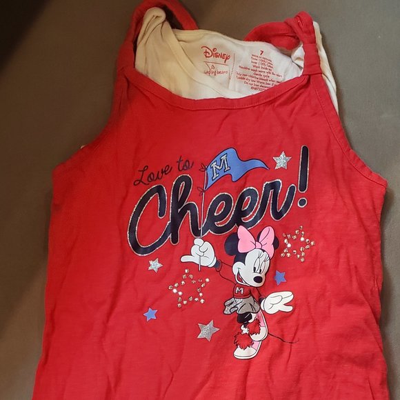 Disney Minnie Mouse 100% Cotton Double Tank  Size 7 Red White Blue - Picture 1 of 4